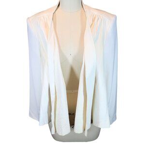 ALICE & OLIVIA Cream Lamb Leather & Ponte Open Front Draped Jacket Size M